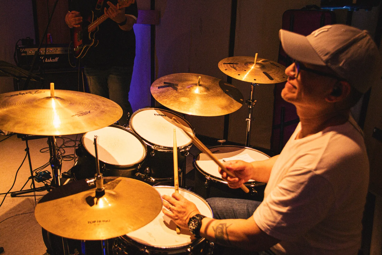 Mel Sarreal playing drums